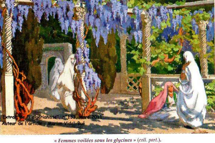 " Femmes voilées sous les glycines ", coll.part.)