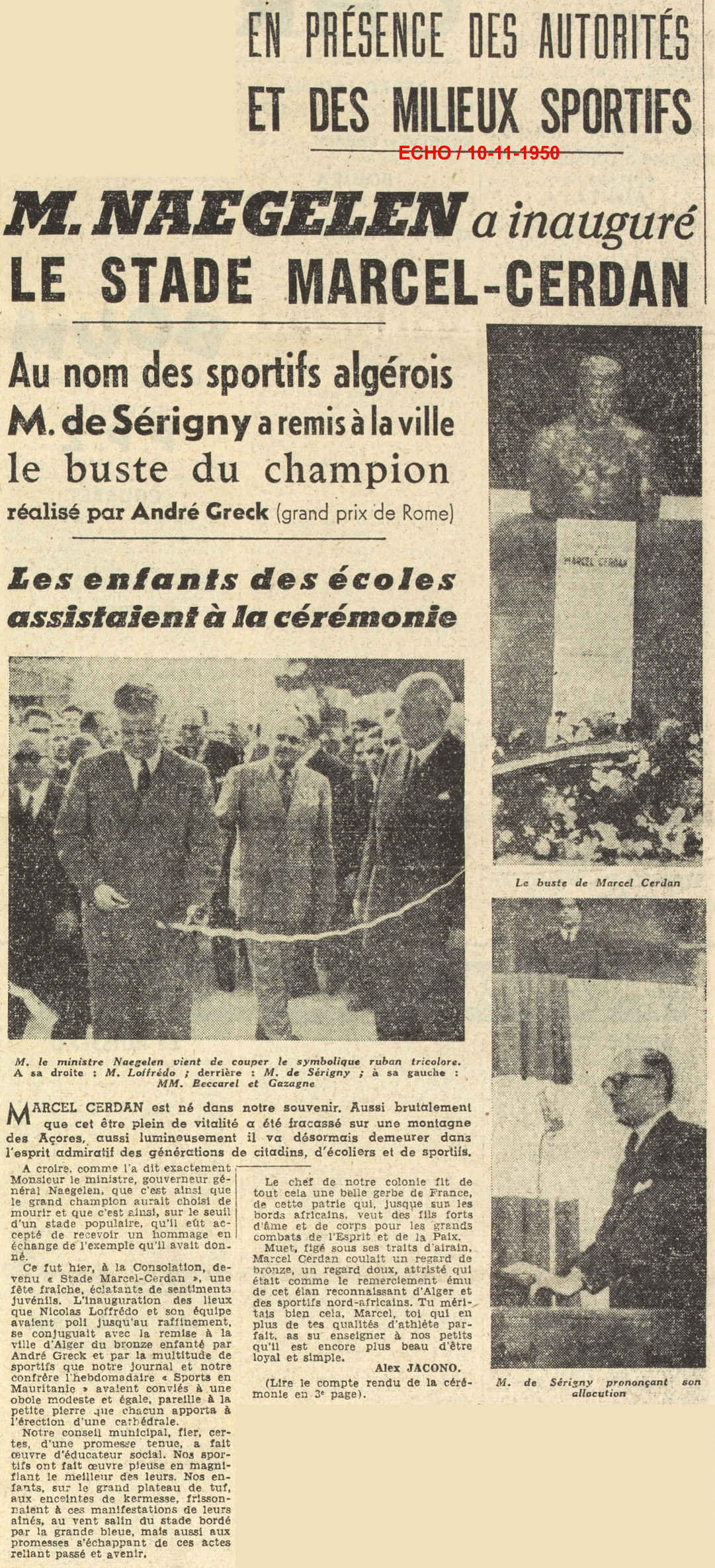 EN PRÉSENCE DES AUTORITÉS ET DES MILIEUX SPORTIFS