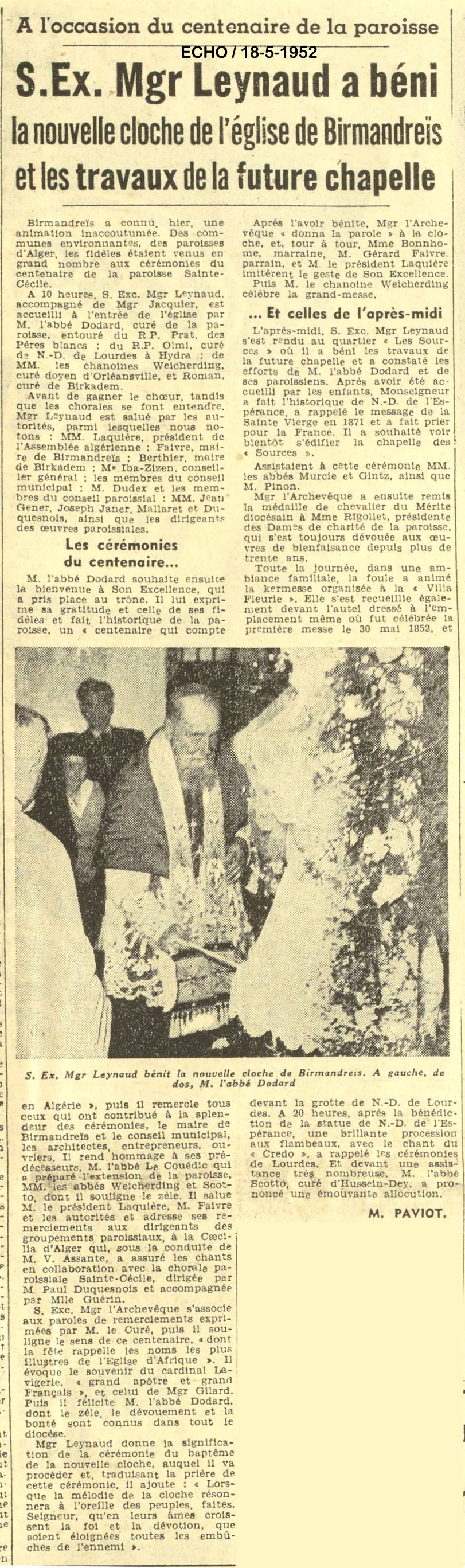 A l'occasion du centenaire de la paroisse S.Ex. Mgr Leynaud a béni 