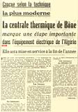 Conçue selon la technique la plus moderne la centrale thermique de Bône