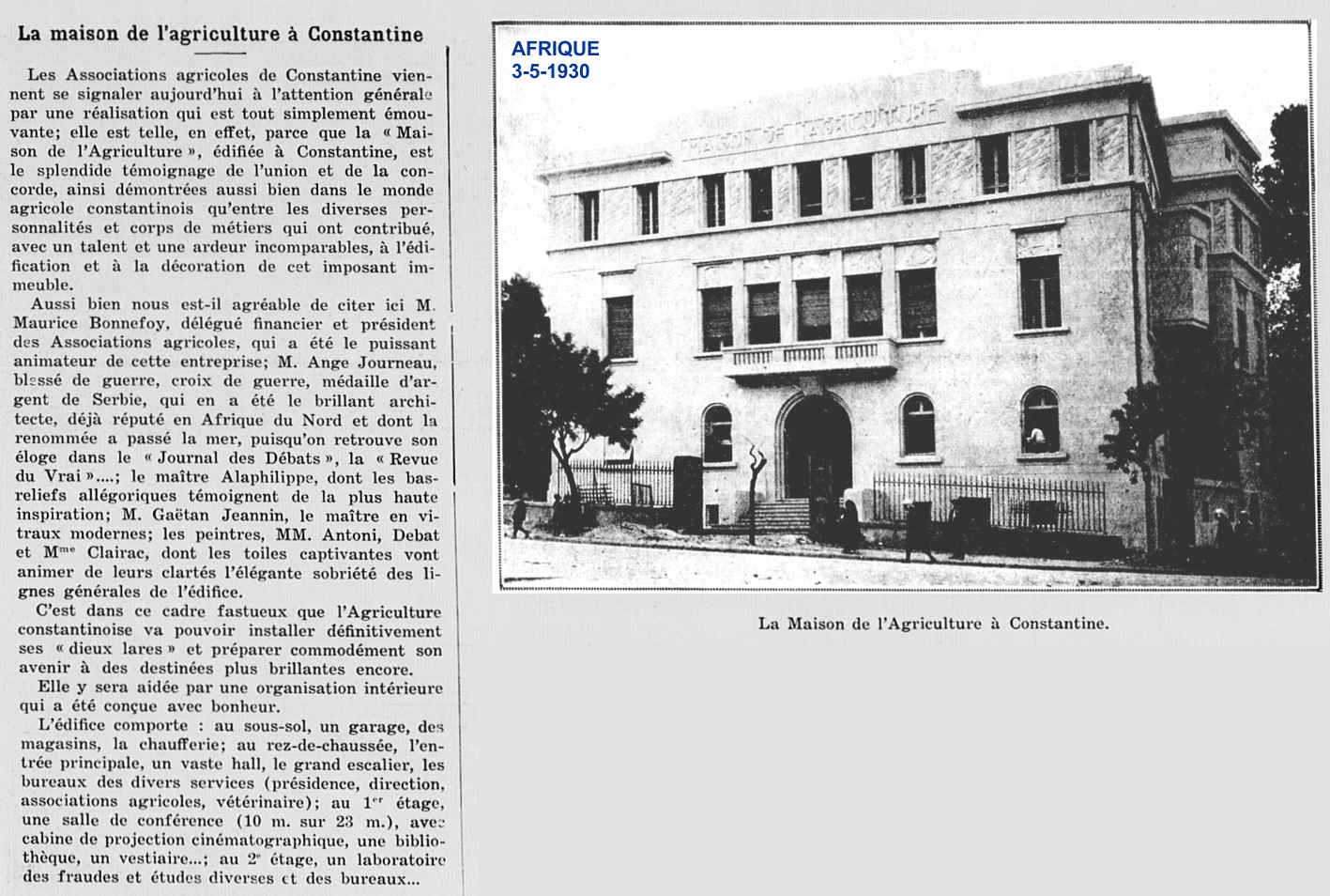 La maison de l'agriculture à Constantine 