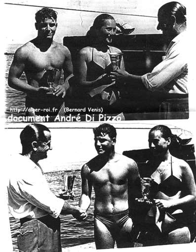 Remise des "coupes du journal d'Alger" aux vainqueurs de la compétition de natation