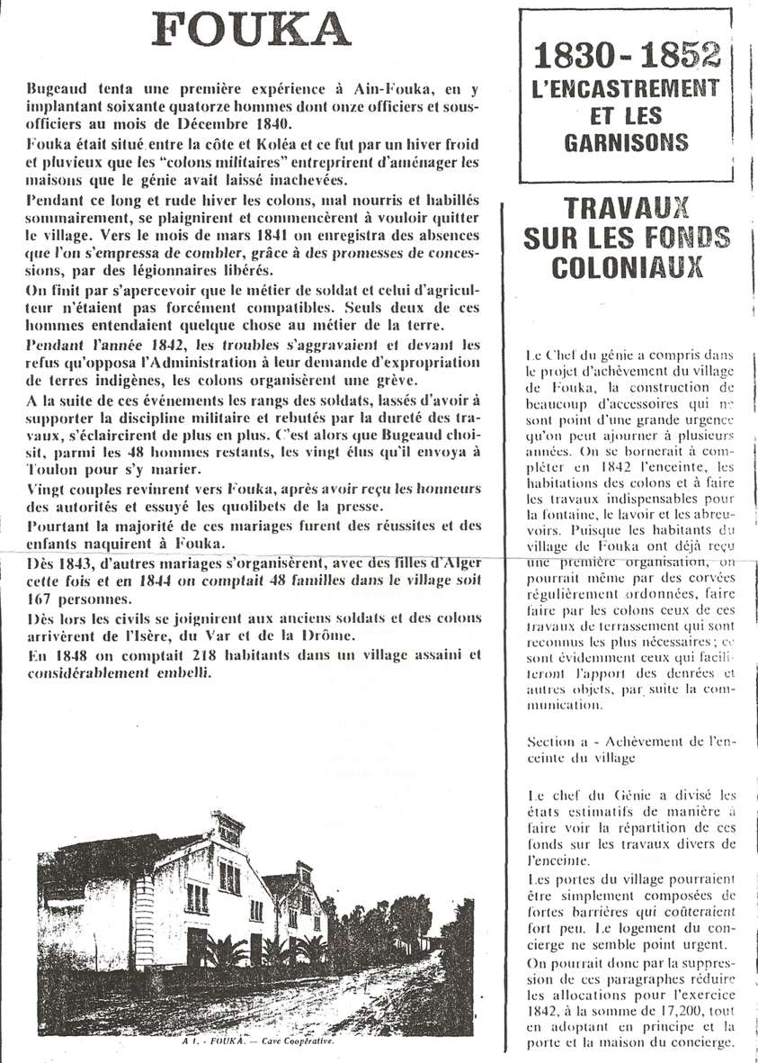 Fouka-ville,histoire de fouka,bugeaud
