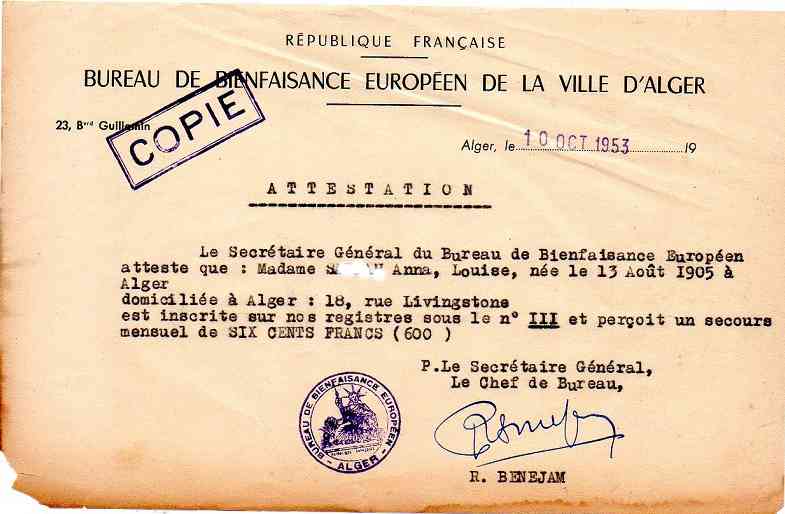 le boulevard Guillemin,bureau de bienfaisance europeen de la ville d'alger