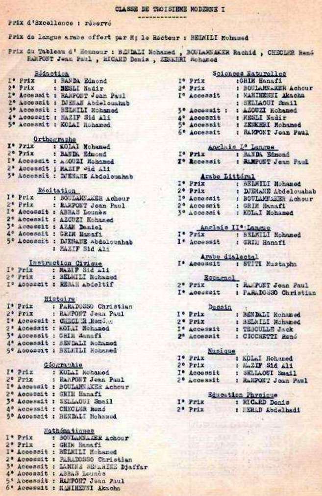 CLASSE de TROISIÈME MODERNE 1