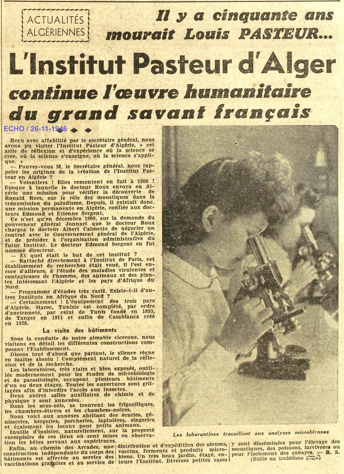 Il y a cinquante ans mourait Louis PASTEUR...