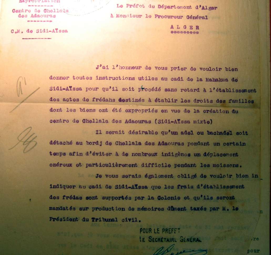 le titteri,maginot ou chellalat-el-adhaoura,etablir le droit des familles