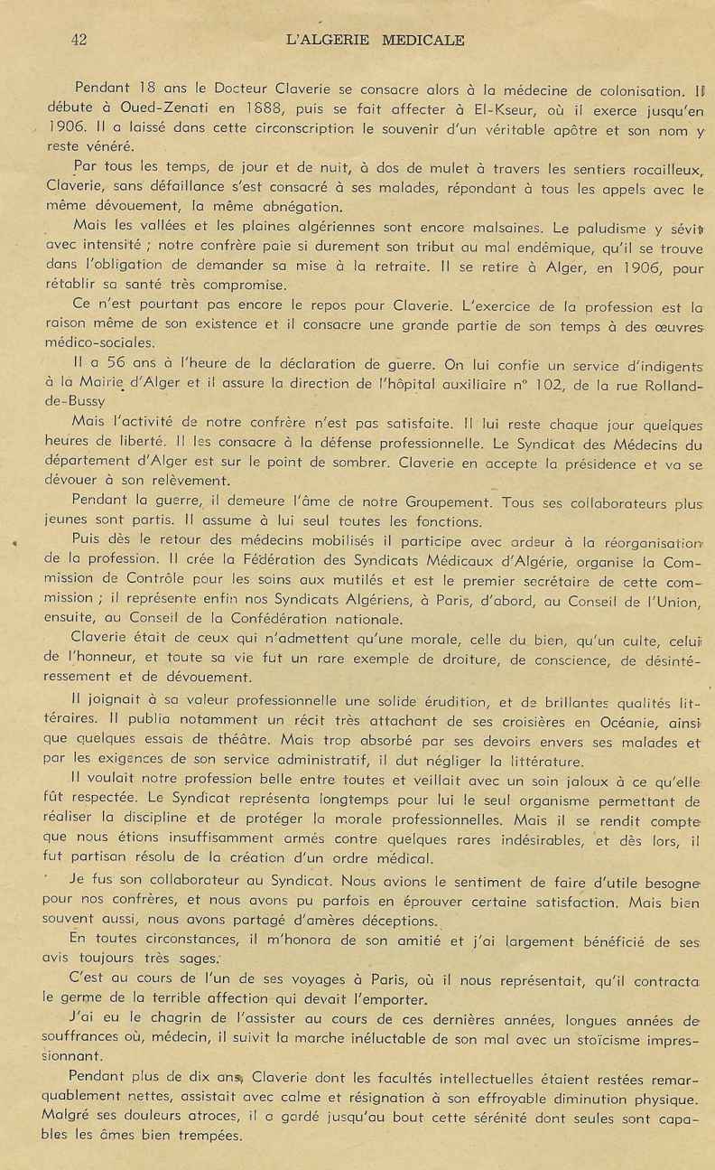 Paul Claverie, Président d'honneur de la Fédération des Syndicats
