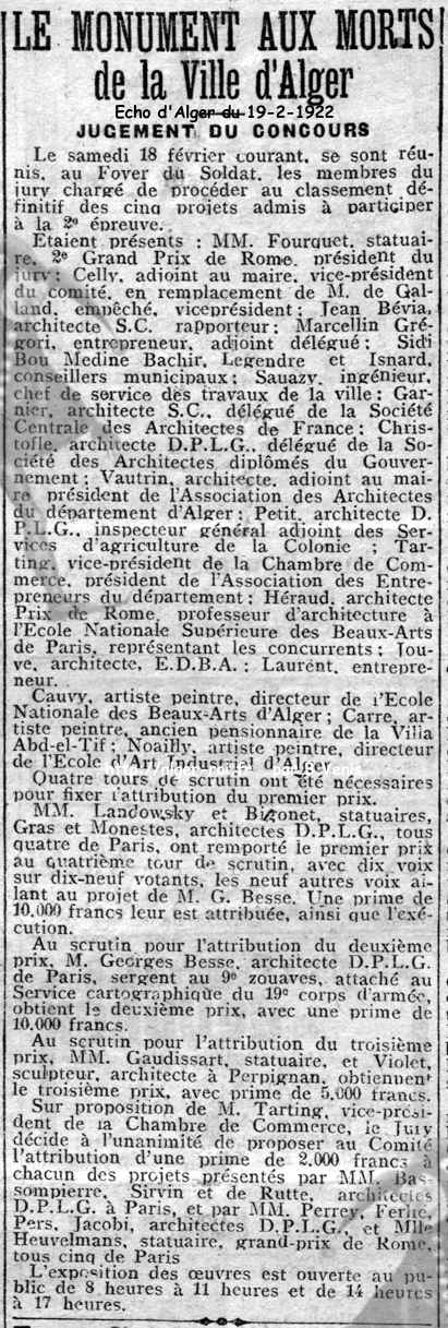 Jugement du concours