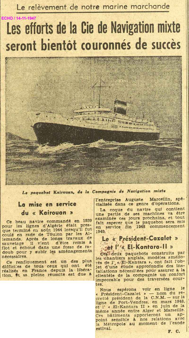 le "Kairouan" est renfloué