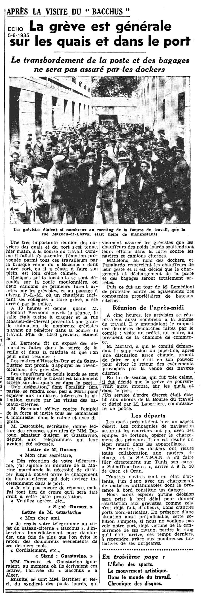 APRÈS LA VISITE DU " BACCHUS " 