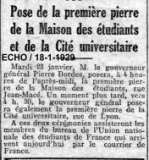 Pose de la première pierre de la maison des étudiants et cité universitaire