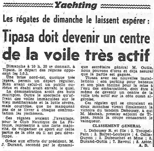 Les régates de dimanche laissent espérer : Tipasa doit devenir un centre de la vile très actif