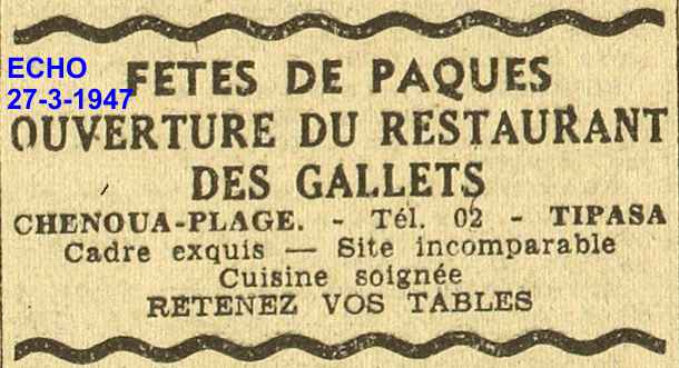 OUVERTURE DU RESTAURANT,