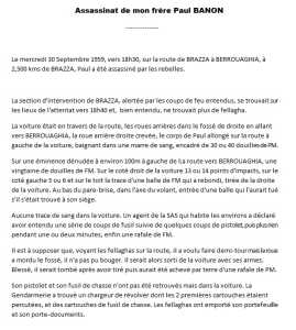 Assassinat de Paul BANON
le 30 Septembre 1959
entre BRAZZA et BERROUAGHIA