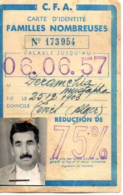 Mustapha-DERAMCHIA
Carte de famille nombreuse
1957