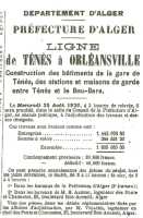TENES - 1920
construction de la Gare