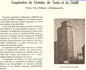 La COOPERATIVE de CEREALES
de TENES et du Cheliff