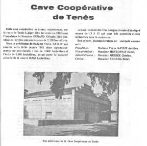 la CAVE COOPERATIVE
de TENES