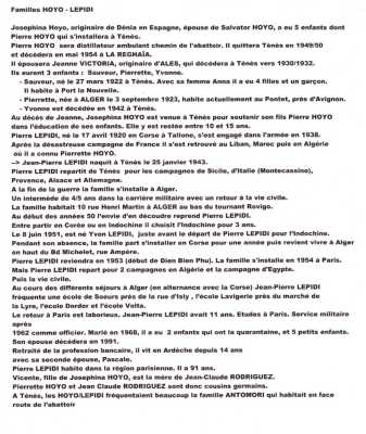 Familles 
HOYO - LEPIDI - RODRIGUEZ