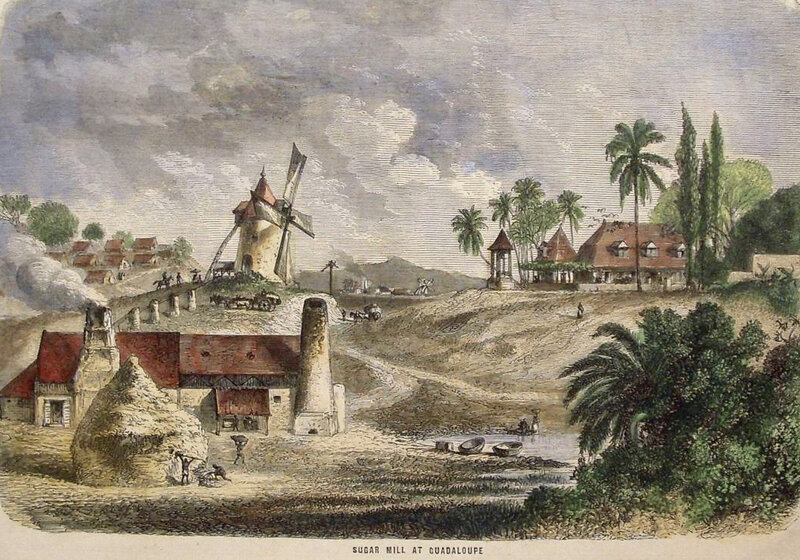habitation-sucrerie, Guadeloupe, vers 1850