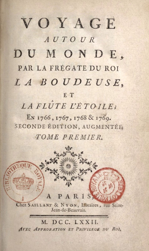 Voyage autour du monde, Bougainville, édition 1772