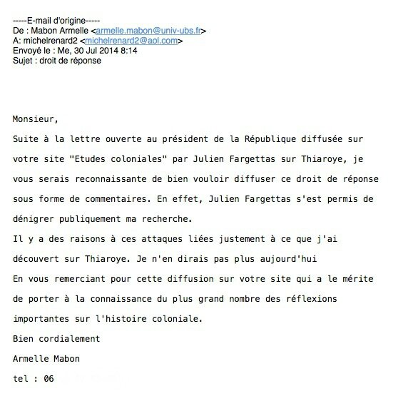 mail Armelle Mabon juillet 2014
