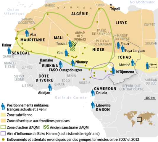 carte Sahel et conflits