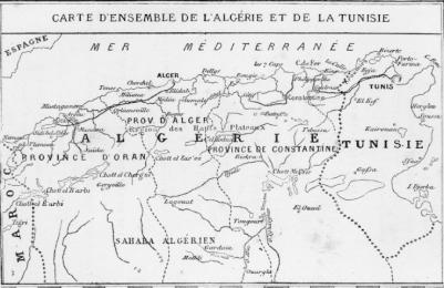 Carte d'ensemble de l'Alg�rie et de la Tunisie.