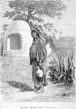 Servante n�gresse allant � la fontaine.
