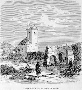 Village envahi par les sables du d�sert.