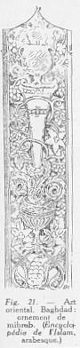 Fig. 21 - Art oriental. Baghdad : ornement de mihrab. (Encyclop�die de l'Islam, arabesque.)