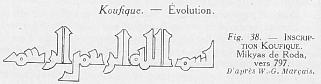 Fig. 38- INSCRIPTION KOUFIQUE. Mikyas de Roda, vers 797- D'apr�s W. G. Mar�ais.