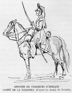 OFFICIER DE CHASSEURS D'AFRIQUE COIFFE DE LA SCHAPSKA (d'apr�s un dessin de Detaille).