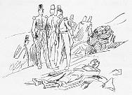 Croquis pour la mort de Damr�mont, par Raffet, cul-de-lampe.