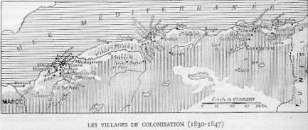 LES VILLAGES DE COLONISATION (1830-1847). Cliquer sur l'image pour une meilleure d�finition.