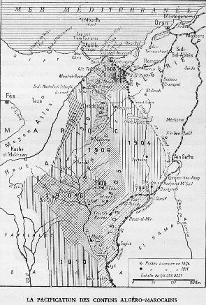 La pacification des confins alg�ro-marocains. (Cliquer sur l'image pour une meilleure r�solution)