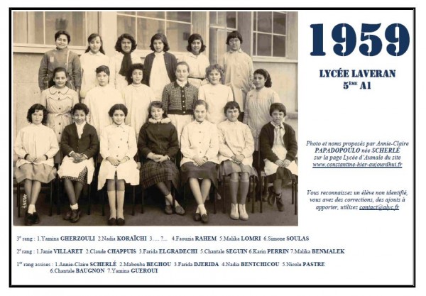 Laveran-1958-59-5eA1-Annie-Claire PAPADOPOULO née Scherlé2