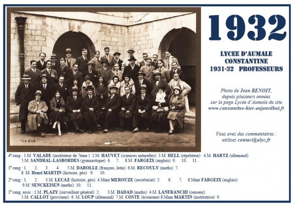 Aumale-1931-32-Partie du corps professoral