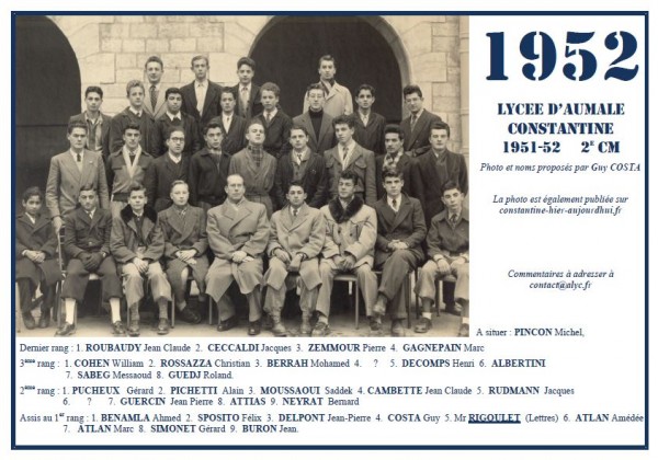 Une-Aumale-1951- 52 Seconde CM-Guy Costa