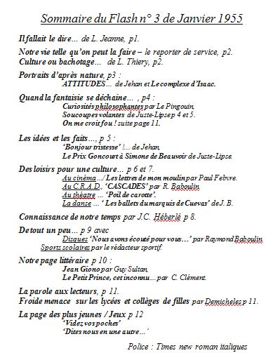 Une-Capture-Sommaire-Flash n° 3-Janvier 1955-bis