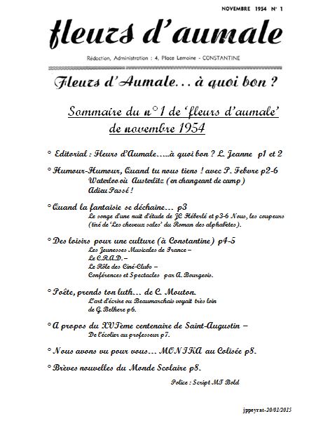 Capture-Sommaire-Fleurs d-Aumale-novembre-1954