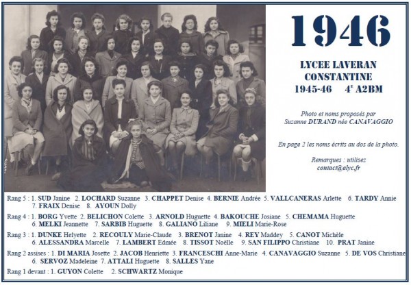 Une-L-1945-46-4e A2BM-Geneviève DURAND née CANAVAGGIO
