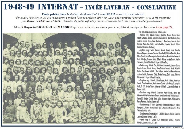 Une-Laveran-1948-49-Internat-Bahuts 4-Renée FLECK née ALAIZE-