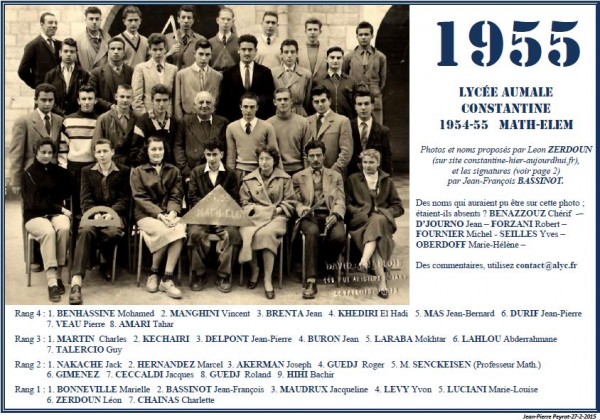 Une-Aumale-1954-55-Math-Elèm-Leon-Zerdoun-JFBassinot-