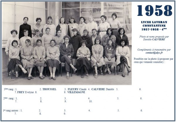 Une-Laveran-1957-58-4ème-Daniele CALVIERE-prépa