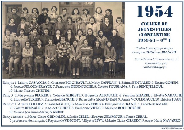 Une-Collège-Filles-1954-6e1-Francoise-TUNG-née BIANCHI