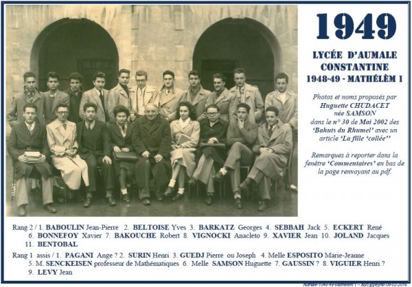 Une-A-1948-49-Mathelem-Huguette SAMSON