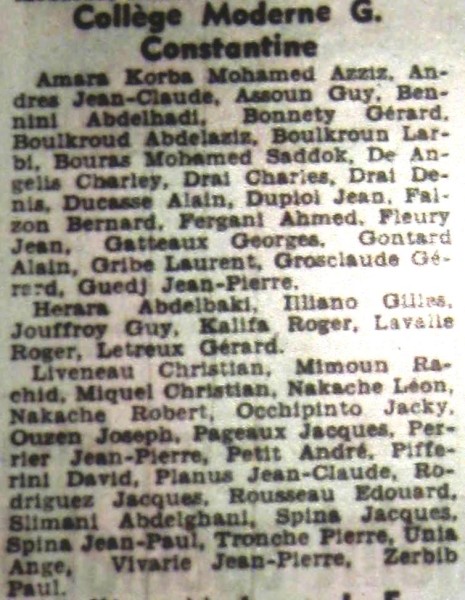 Dépêche-juin-1955-Admission-6èmeCollége garçons liste complémentaire