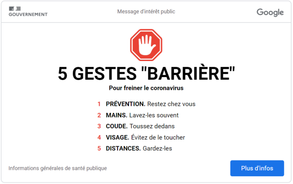 Les 5 gestes Barriére google